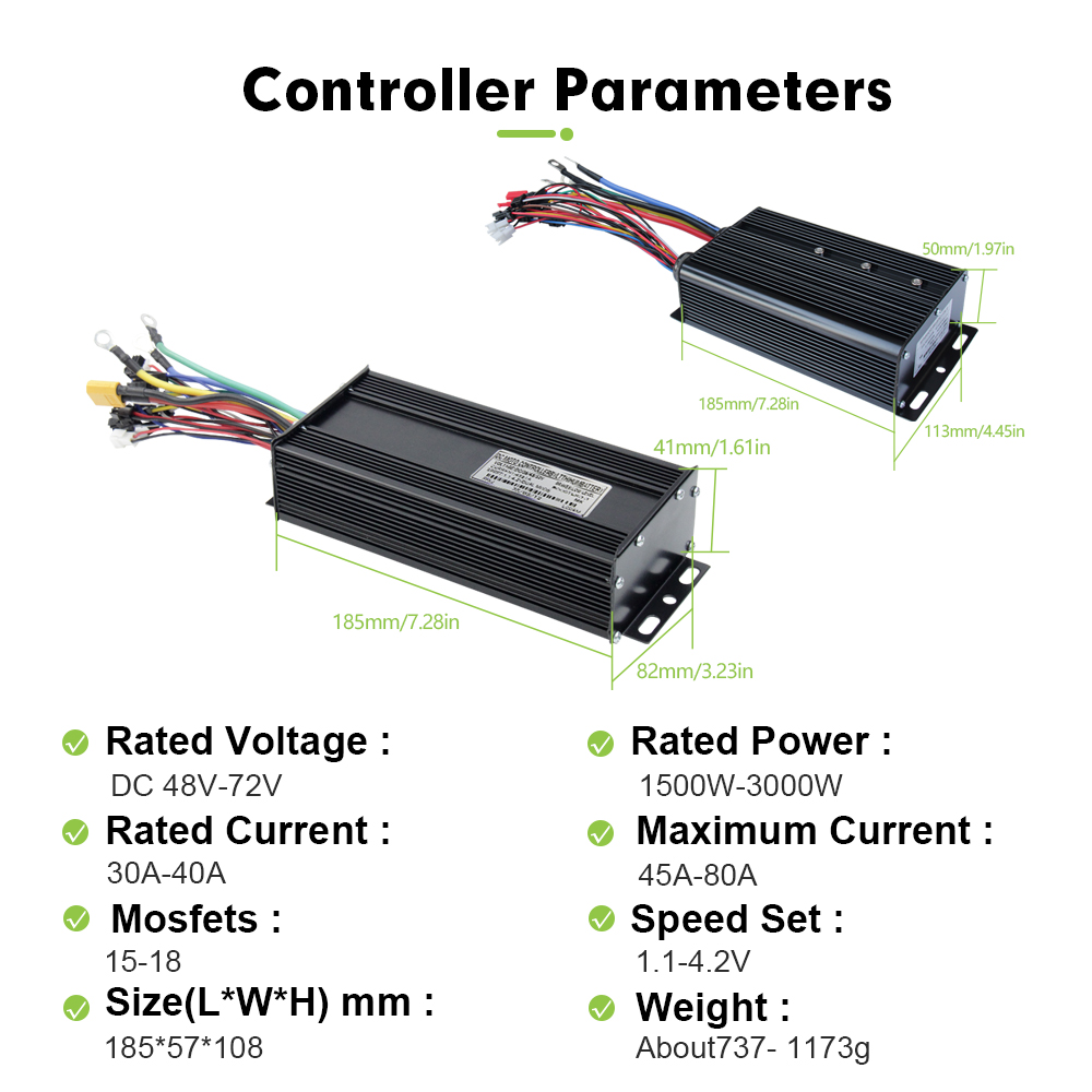 E-bike 3 modalità 48V 52V 60V  - Sine Wave Controller 48V 72V 80A recensione e prezzo