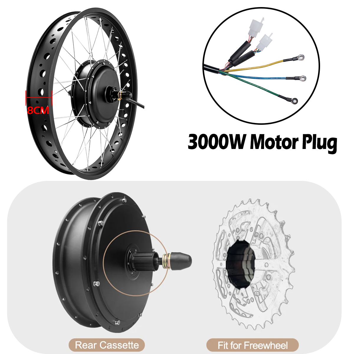 Motore del mozzo senza ingrana - 72V 5000W Hub Motor Kit recensione e prezzo